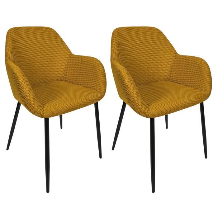 Juego de 2 sillas de comedor amarillas de tela de malla texturizada 3D - ELECTRON