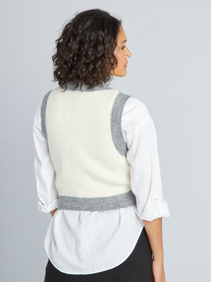 Pulover jacquard fără mâneci - GRI