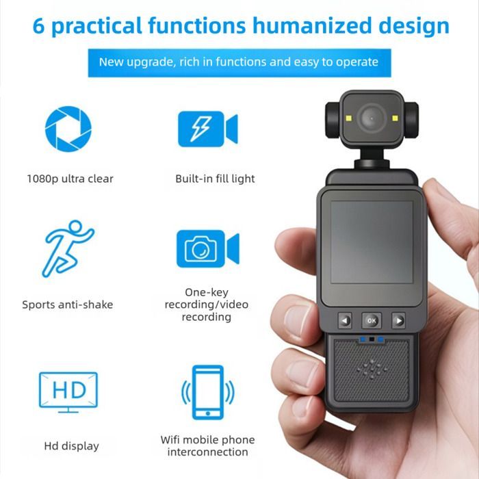 Cámara 1080p, videocámara 1080p, cámara para vlogs, multiestabilización, videocámara fotográfica de 270 y 180 grados.