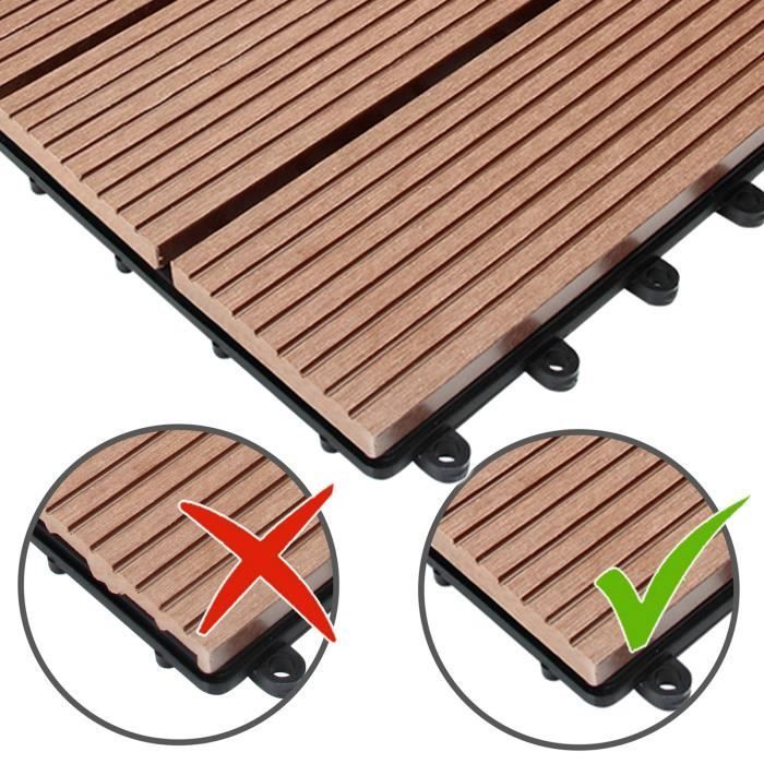 Piastrella da giardino a incastro in composito legno WPC DEUBA - Terracotta - 30 x 30 cm - Resistente all'acqua