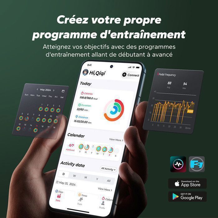 Rameur à eau pliable - MERACH - 15 L - 6 repères de remplissage - Connectivité APP - Ecran LCD - Max 150kg - Bois d'hévéa clair