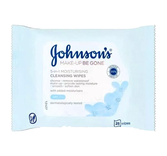 Johnson's Make-up Be Gone nawilżające chusteczki do demakijażu twarzy 5w1 Dry Skin 25szt