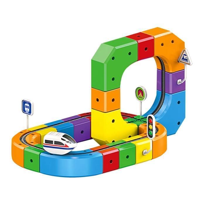 3-Piece Electric Train Set, Flexible Magnetic Racing Track, Gravity-Defying 3D Construction Tracks (51 Pieces)