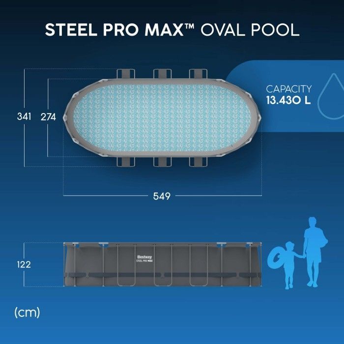 BESTWAY Bestway Piscine hors sol tubulaire ovale Bestway Steel Pro Max 549 x 274 x 122 cm gris sans accessoires