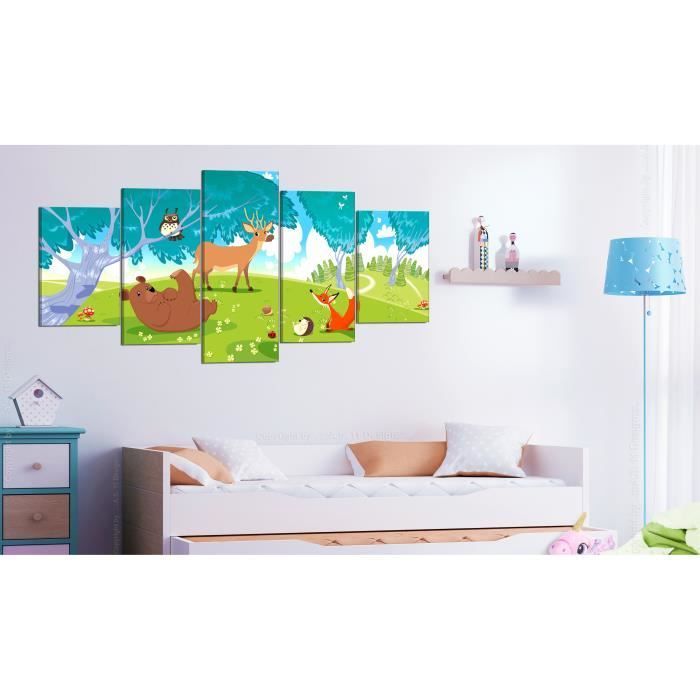 Children's Picture - Friendly Animals (5 Pieces) 200x100 cm - Decorative Picture
