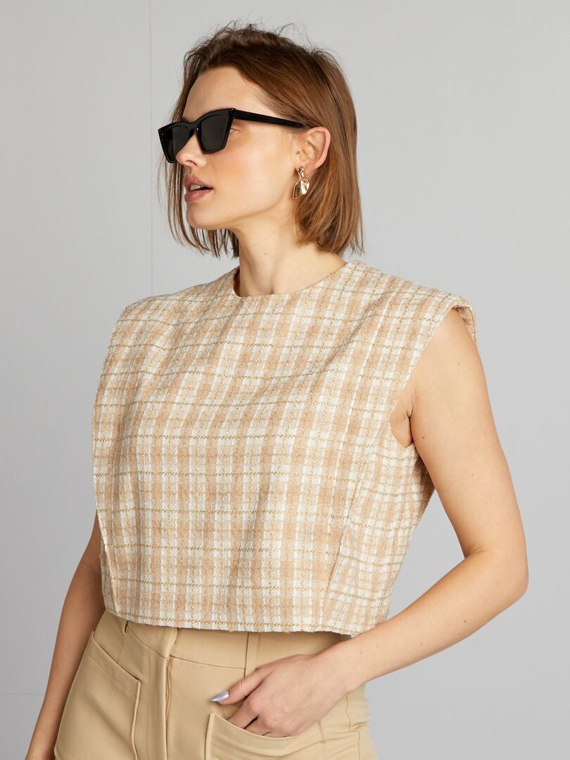 Tweedblouse - BEIGE