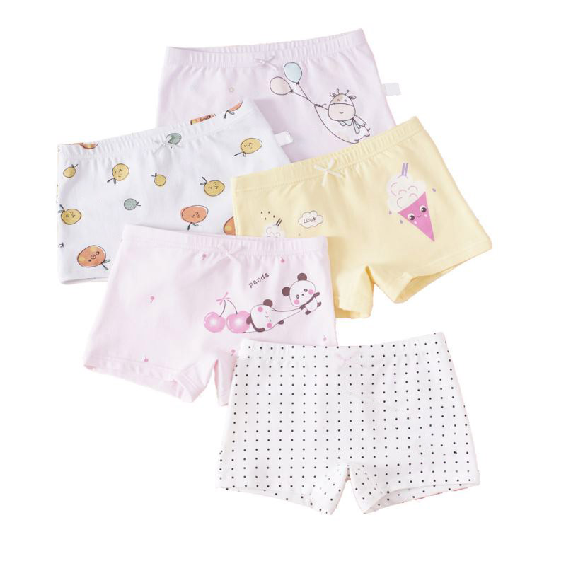 5 piezas/paquete Ropa interior de algodón para niñas pequeñas Braguitas para bebés Lindos pantalones cortos de panda para niño Talla