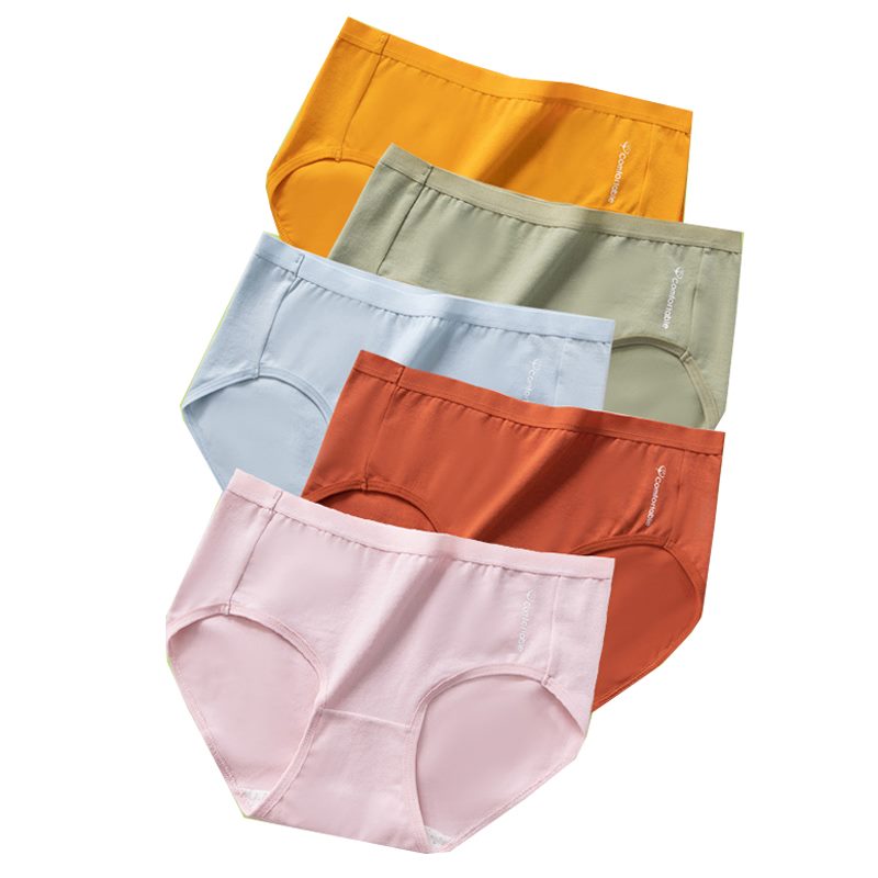 5 pezzi/Slip da donna in cotone, comodi, sexy, morbidi, alla moda, traspiranti, senza cuciture, a vita bassa, per ragazze