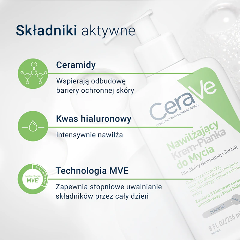 CeraVe Cleansers Creme de Limpeza Hidratante que se transforma em Espuma para pele normal a seca