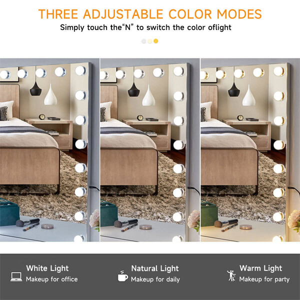 Livingandhome Hollywood-Schminkspiegel mit LED-Lampen