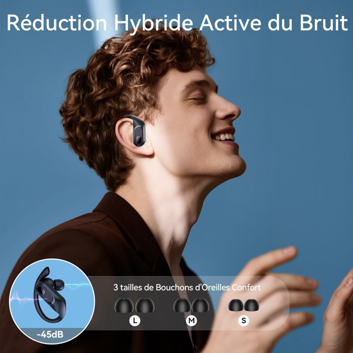 DJOIN Kabellose Sport-Ohrhörer mit ergonomischem Design, Bluetooth 5.3, LED-Display, HiFi-Stereo-Sound, IPX7 wasserdicht, 96 Stunden Akkulaufzeit