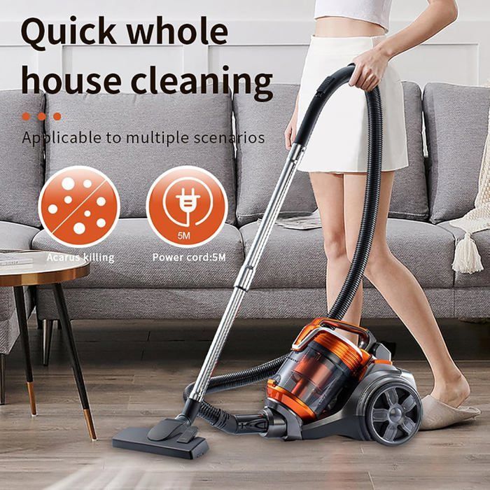 Aspirateur sans Sac cylindrique, 3600 W, Puissant Nettoyeur de Tapis, capacité de 1,8 Litre, aspirateur pour Usage Domestique, Sol
