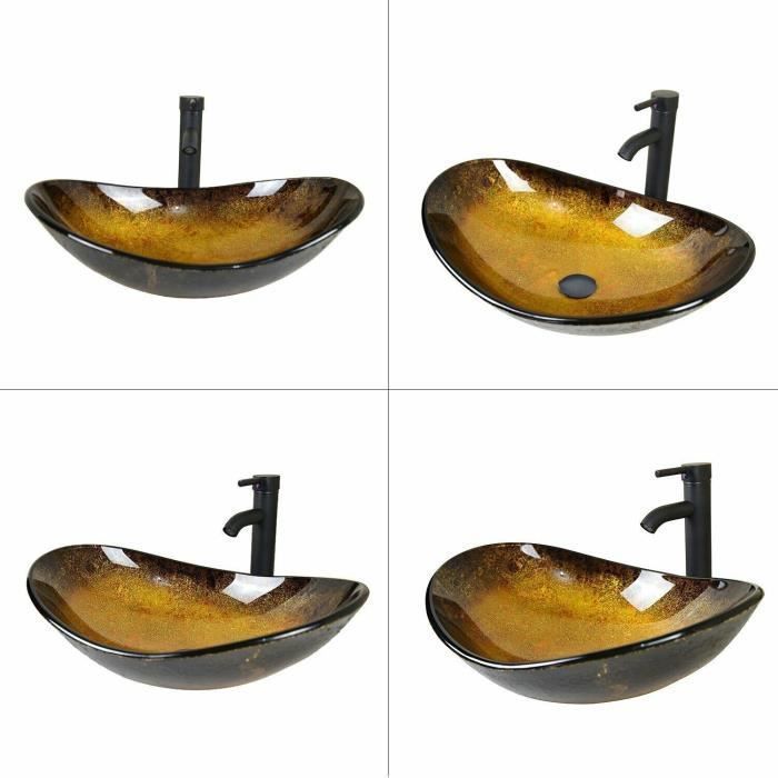 Lavabo de encimera con grifo, lavamanos, fregadero de baño - Amarillo