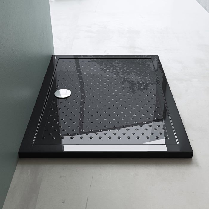 Piatto doccia antiscivolo Mai & Mai, nero, 80x90x4 cm, rettangolare, grande