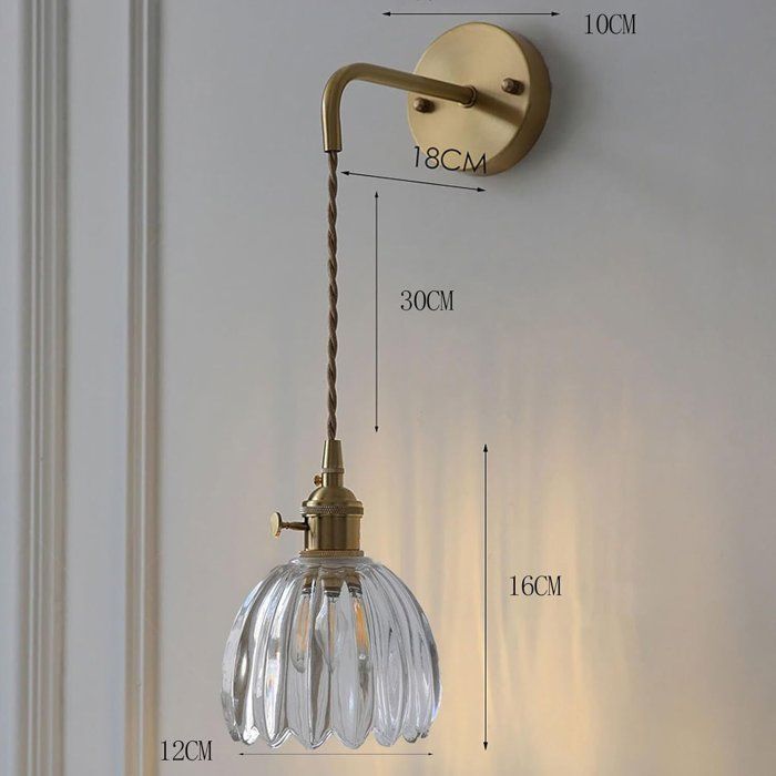 Aplique de pared - AXHUP - Flor - Cristal transparente - E27 - Estilo Art Déco vintage