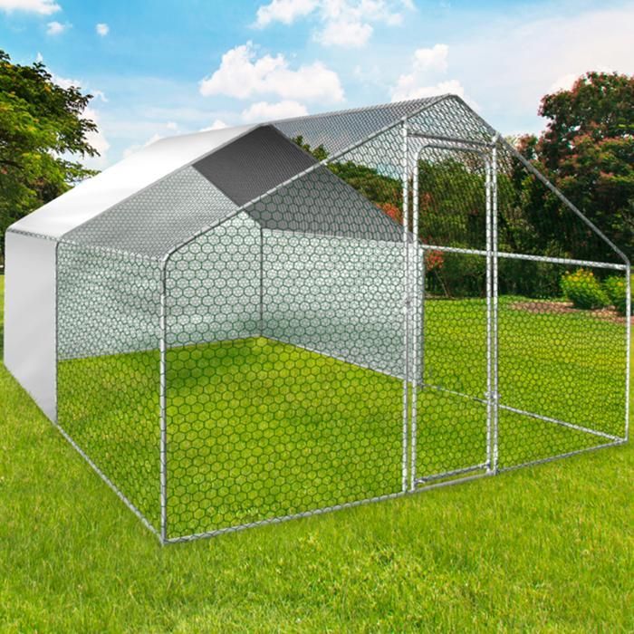 IDMARKET Lonas impermeables blancas, 1 trasera + 2 laterales, 150 g, para recintos de gallineros