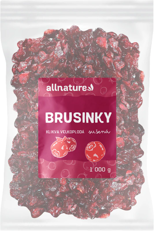 Allnature sušené brusnice, sušené ovocie bez sulfátov