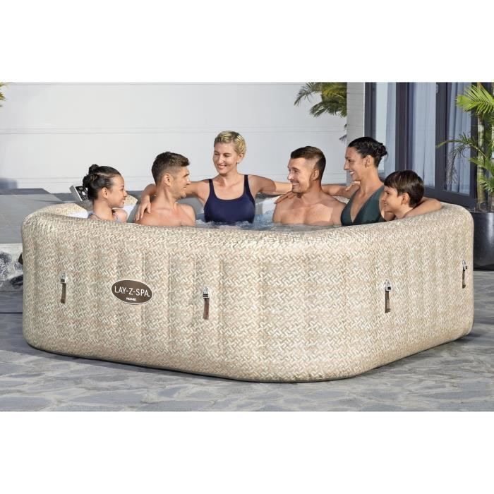 BESTWAY inflatable spa - Lay-Z-Spa Rome - 180 airjets - 201 x 201 x 71 cm - 5 to 7 seats - Square (cover, cartridge, diffuser)