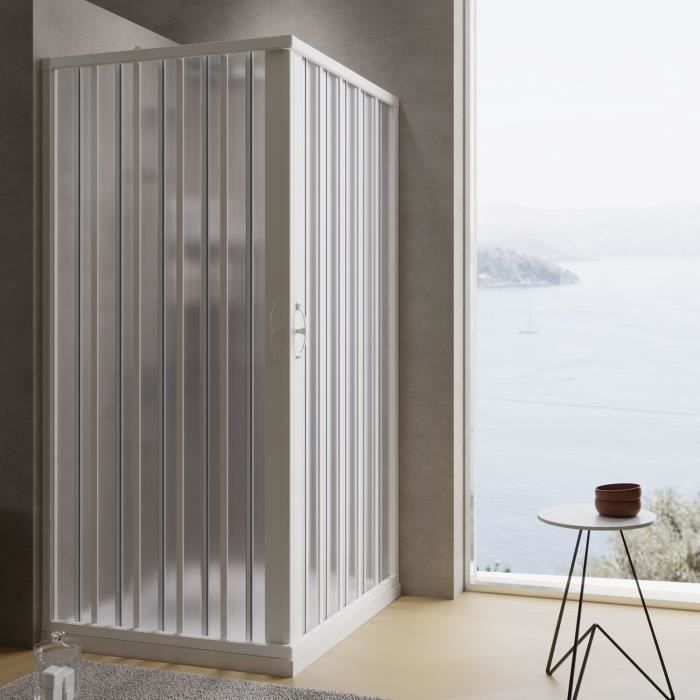 Folding PVC shower enclosure 80x80 cm h 185 model Aster with central opening