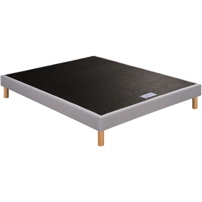 Sommier à lattes 90 x 190 SIMMONS - 4 pieds bois - Caisse en bois massif - Lattes fixes en bois 98 mm de largeur -