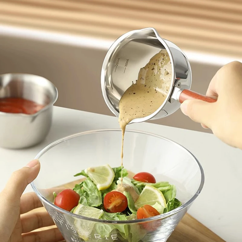 Casserole à huile en acier inoxydable 316, mini-casserole à lait chaud, poêle à frire avec manche en bois, petite casserole, casserole pour faire fondre le beurre, accessoires de cuisine