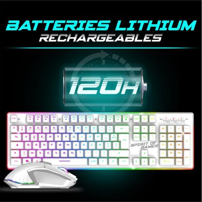 Pack Gamer - Spirit of Gamer - RGB PRO - Sans fil - Souris et Clavier - Couleur Blanc
