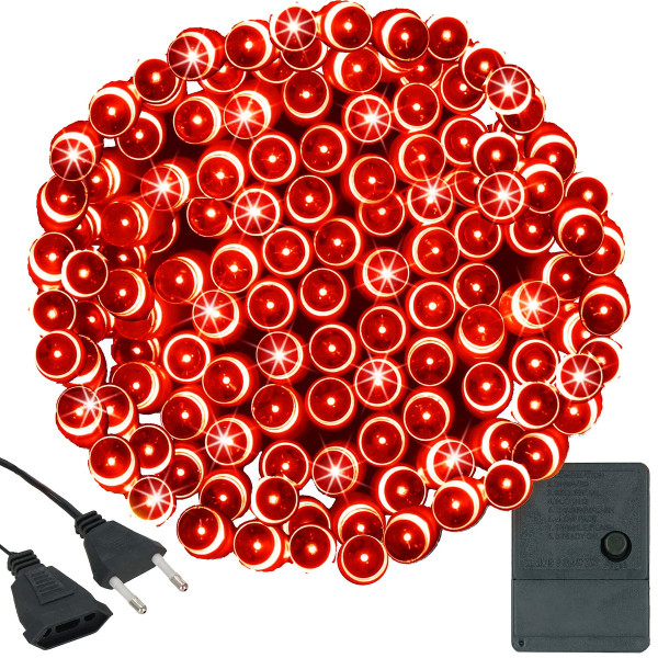 Lampki świąteczne 200 Led czerwone 15,5 m oświetlenie