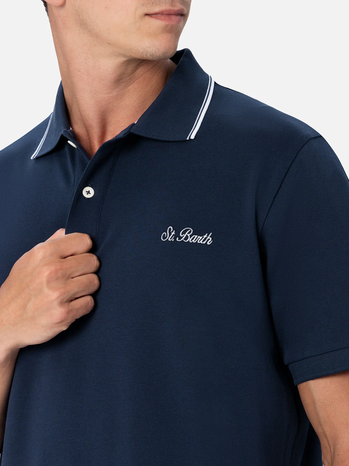 Herenpoloshirt van Beverly Hills Blue katoenen piqué