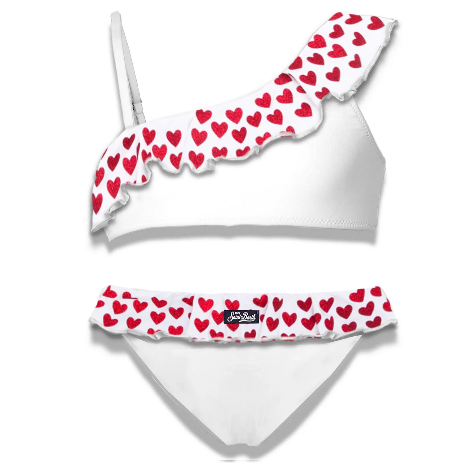 Mädchen-Bikini mit einem Träger und Rüschen
