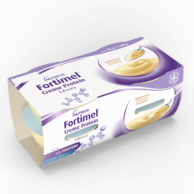 Fortimel Cream Protein Vanilla Pack, Runsasenergiainen ja proteiinipitoinen lisäravinne, 4 x 125 g