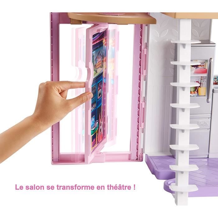 Casa de muñecas - Barbie - Casa Malibú - 2 pisos - 25 accesorios - 6 piezas