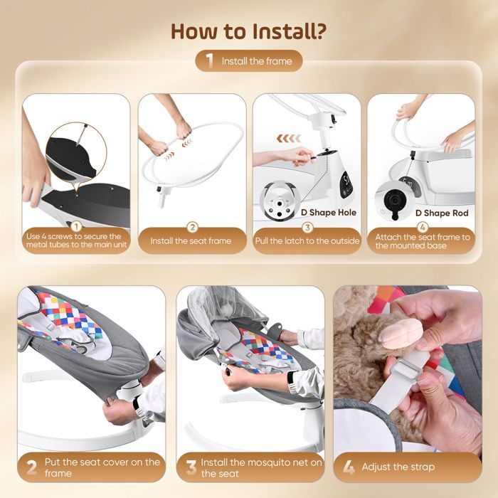 TTLIFE elektrische babyschommel, elektrische babywipper, babywipper met afstandsbediening en draadloze app-bediening