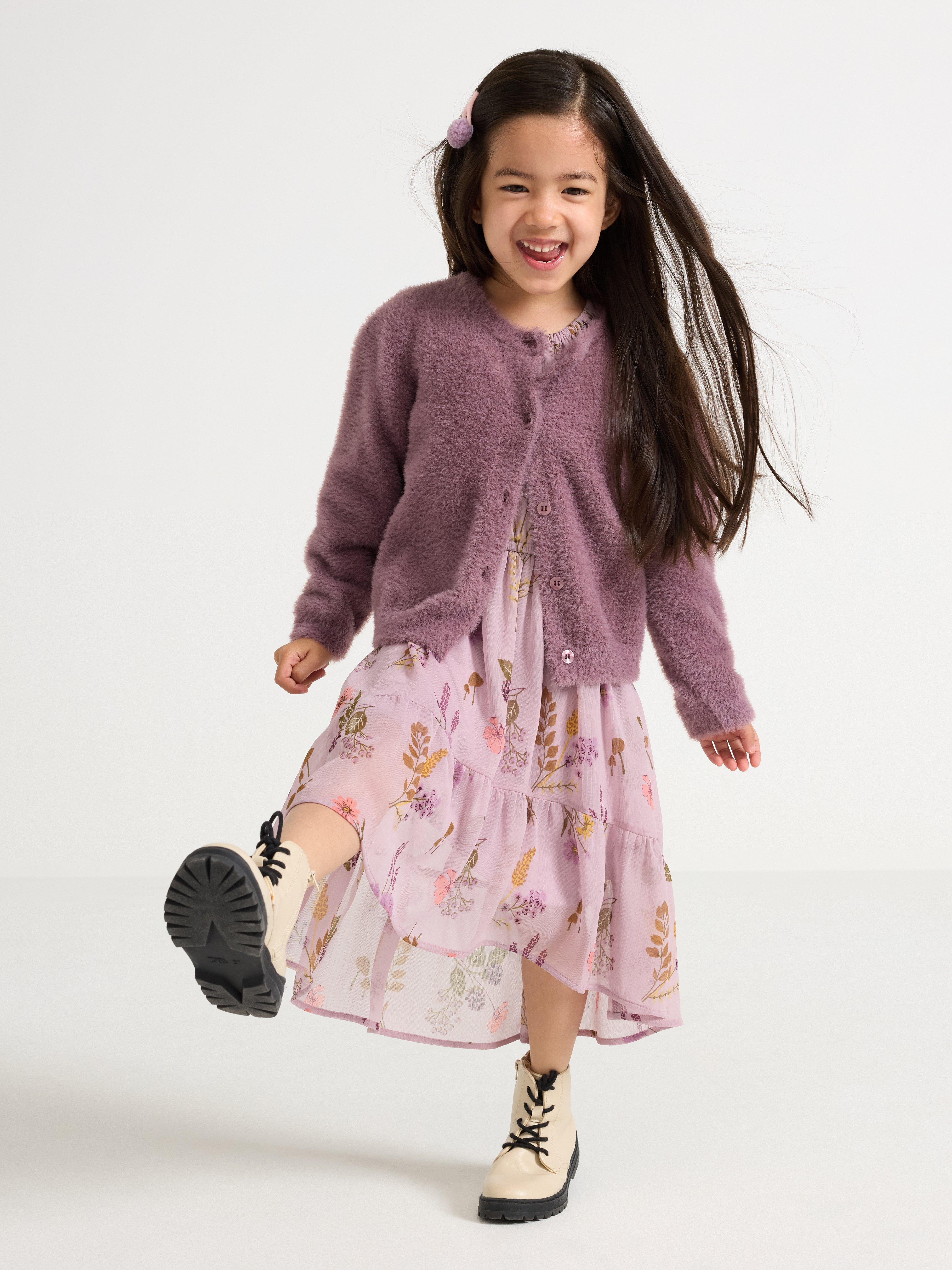 Robe en mousseline lilas clair poudré