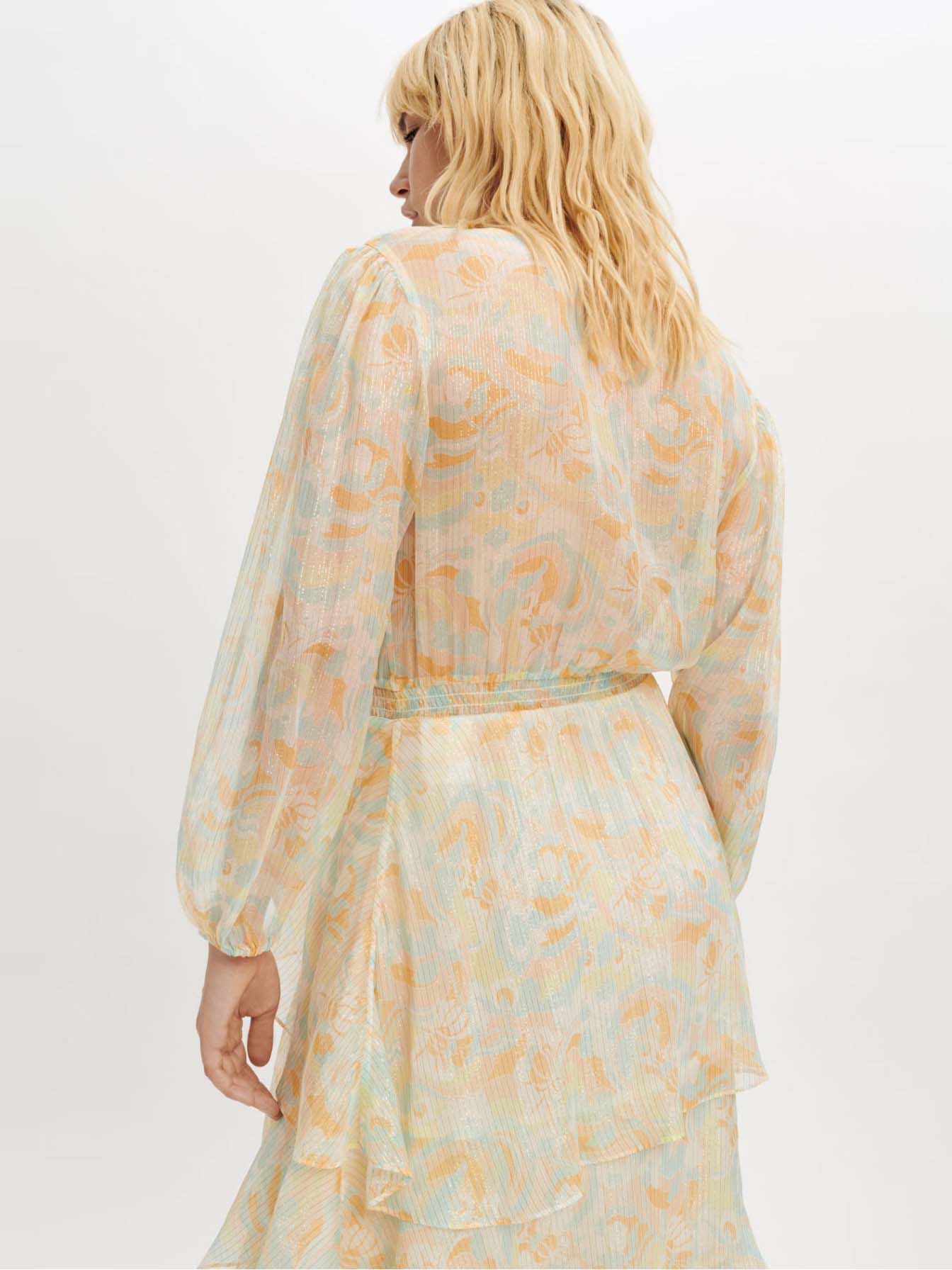 Rochie de mătase fluidă și strălucitoare - Portocalie