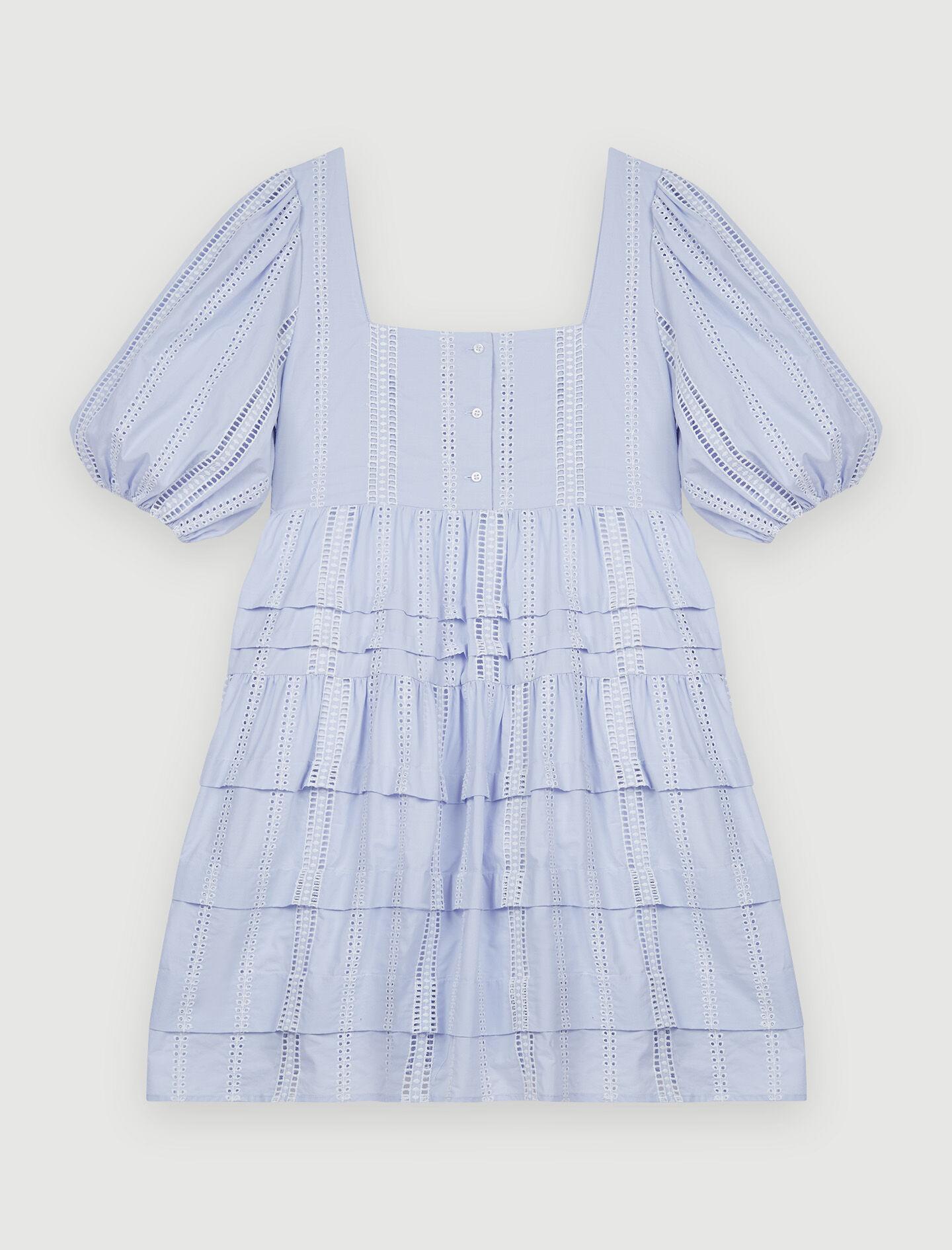 Rochie din bumbac cu împletitură - Albastru deschis