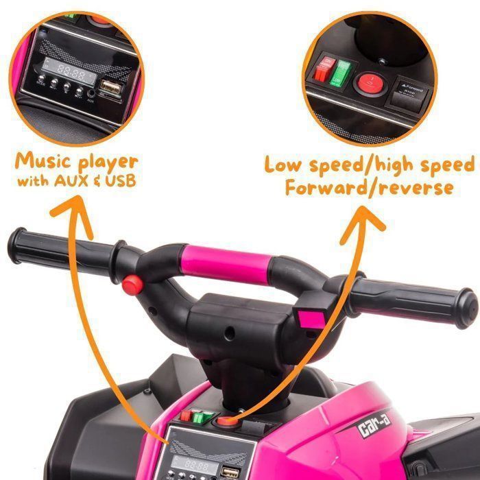 Quad eléctrico VROOOMY 12V XC-Sport - Rosa - Para edades de 2 a 5 años - Control remoto parental - Neumáticos de EVA - Arranque suave