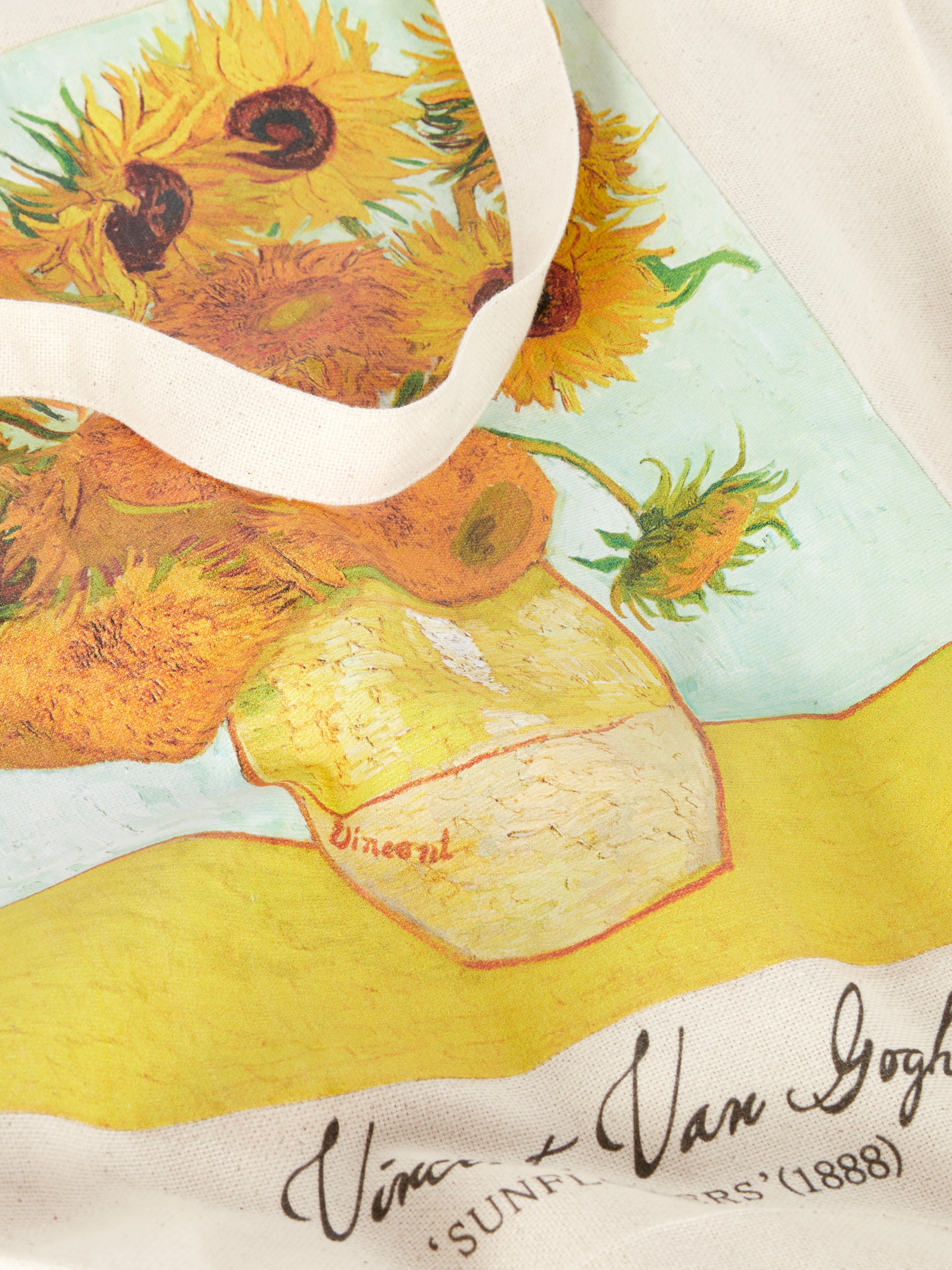 Geantă tote cu floarea-soarelui Vincent van Gogh Pune-ți accesoriile în centrul atenției cu această geantă Van Gogh din pânză