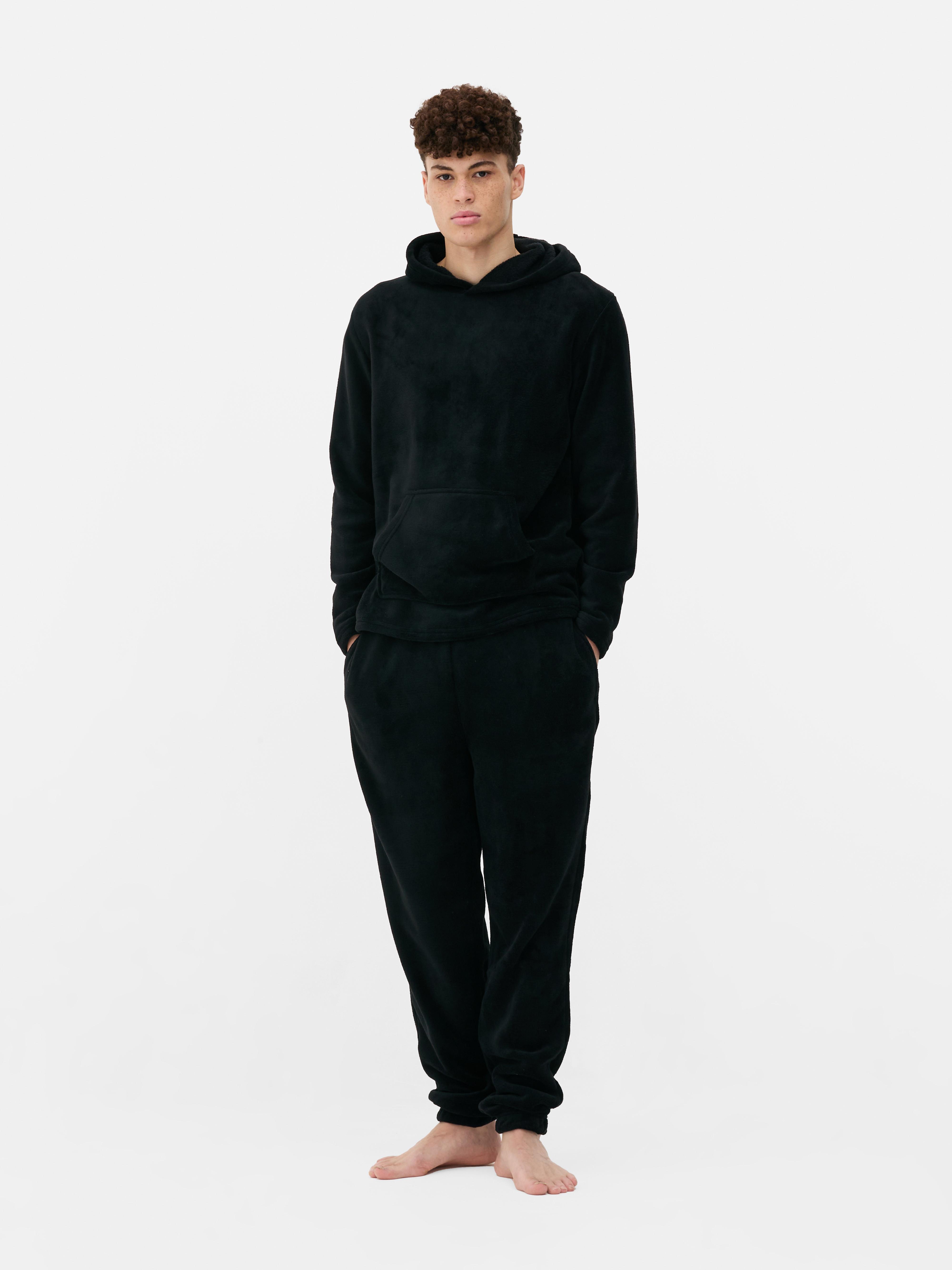 Pijamale din fleece cu glugă Pijamale calde din fleece cu glugă și manșete la gleznă
