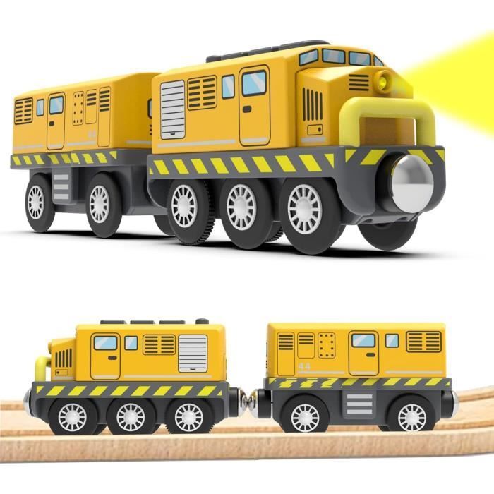 Train de locomotives à Piles,Ensemble de Jouets Magnétique de Train électrique pour Voie Ferrée en Bois, Jouet pour garçons Filles