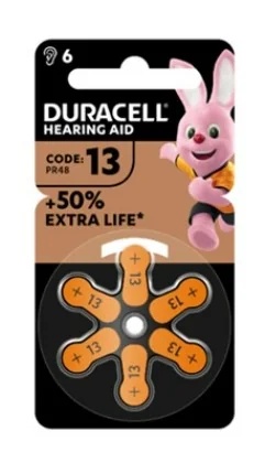 Pilhas DURACELL Duracell Easytab 13 laranja, pacote com 6 unidades