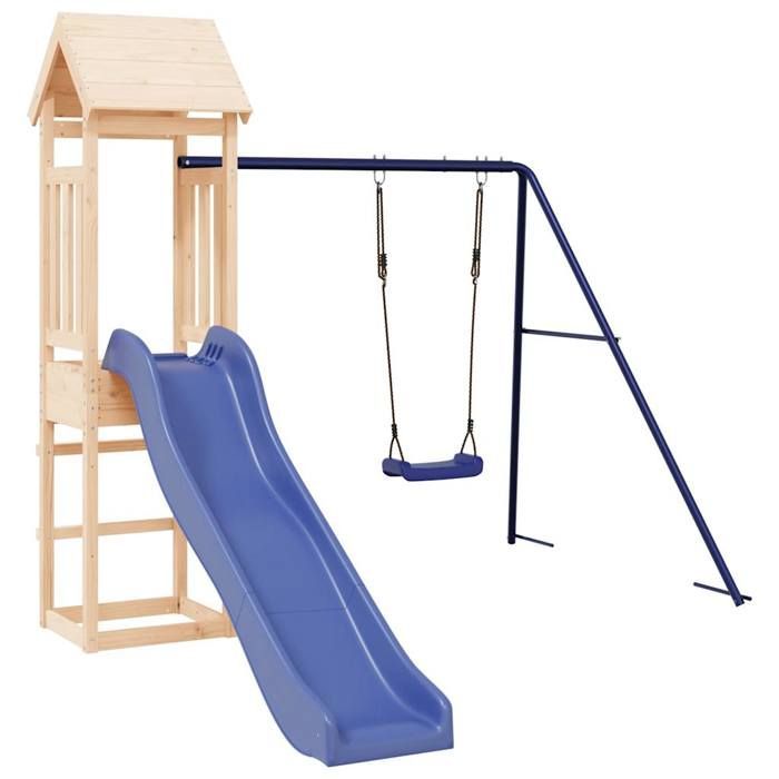 vidaXL Área de Recreação Externa em Madeira Maciça de Pinheiro, Conjunto de Brinquedos, Conjunto de Parque Infantil de Madeira, Conjunto para Playground 3155819