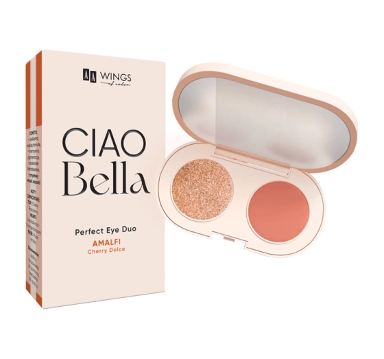 AA Wings of Color CIAO Bella mini paletka cieni do powiek 02 Neo Peach   Opal Sunset 2 x 1,2 g