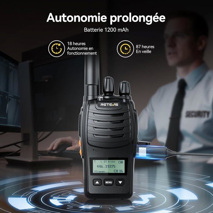 Walkie Talkie profesional Retevis H777D, walkie talkie de largo alcance, pantalla LCD, botones, para uso en seguridad y hoteles (paquete de 10)