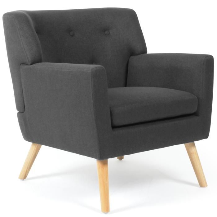 IDMARKET LIV Poltrona scandinava in tessuto grigio antracite