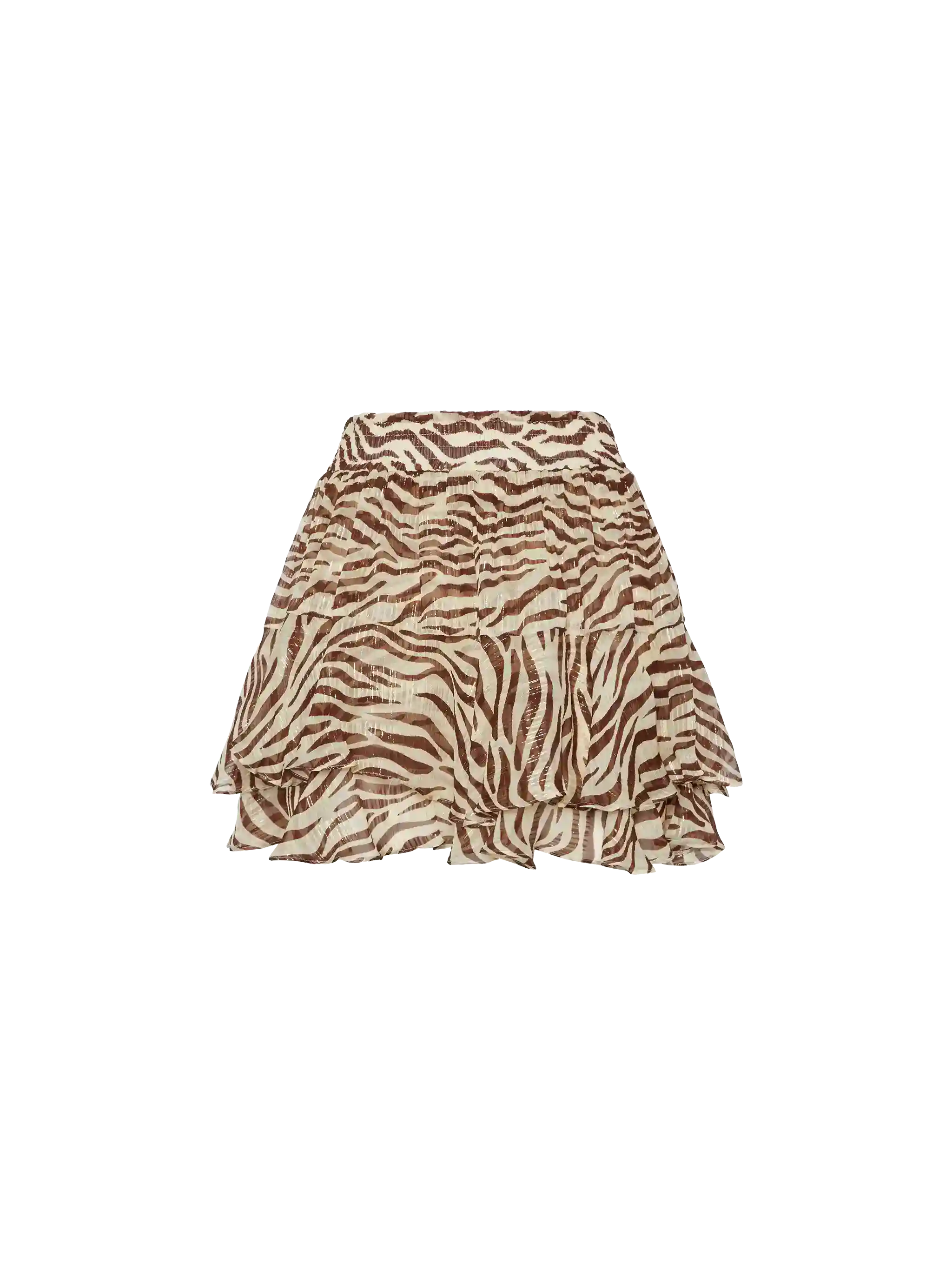 Eivissa mini gonna in voile di seta lurex con stampa animalier