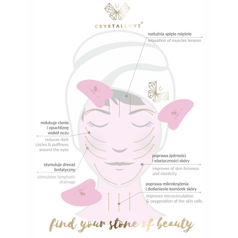 Masajeador facial de jade Gua Sha Crystallove - 1 unidad