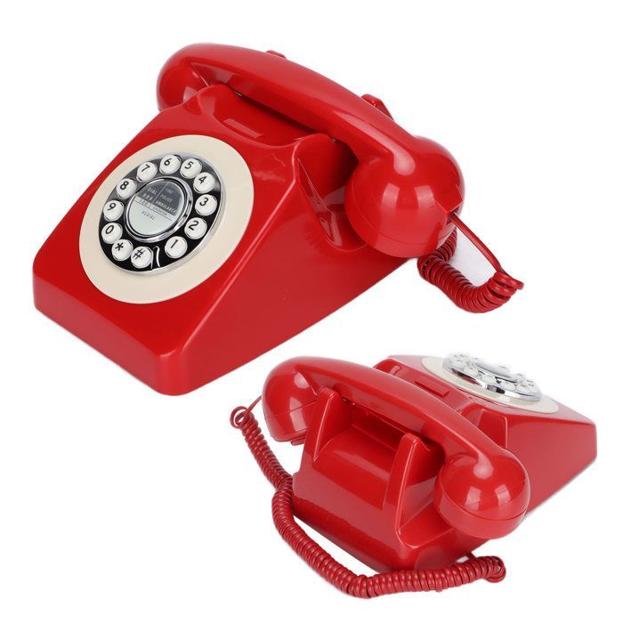 Téléphone filaire rétro classique, ancien téléphone fixe filaire pour bureau, café, bar, décoration rouge -SALALIS
