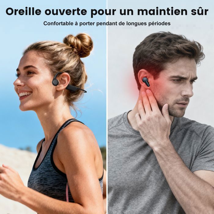 MANKIW Casque à Conduction Osseuse -Bluetooth 6.0 –  Autonomie 8 h-Micro Intégré-pour la course et les activités de plein air