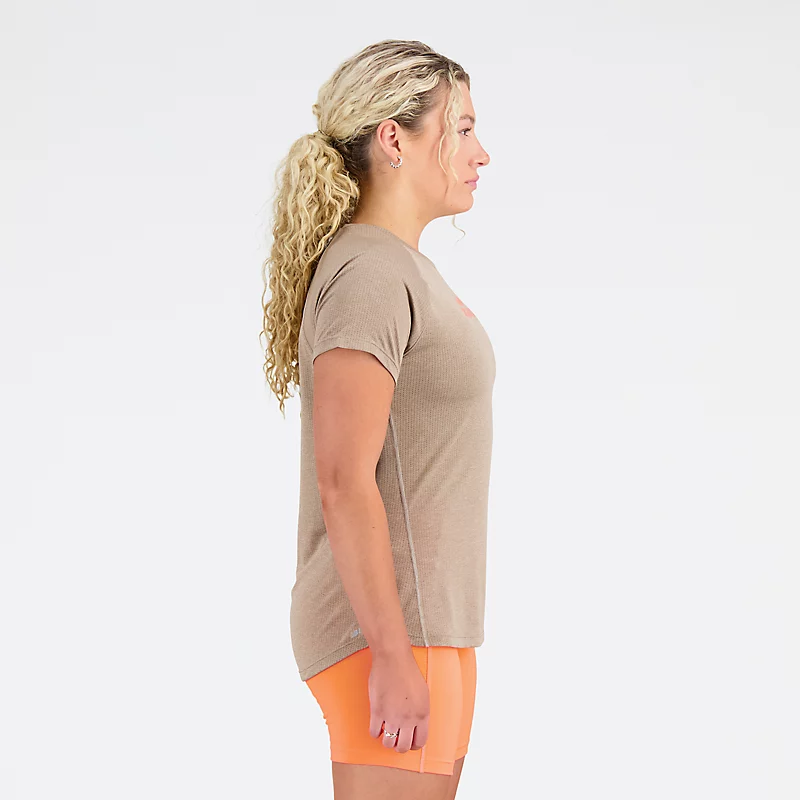 Kurzarm-T-Shirt für Damen mit Impact Run-Print – Pilzmeliert
