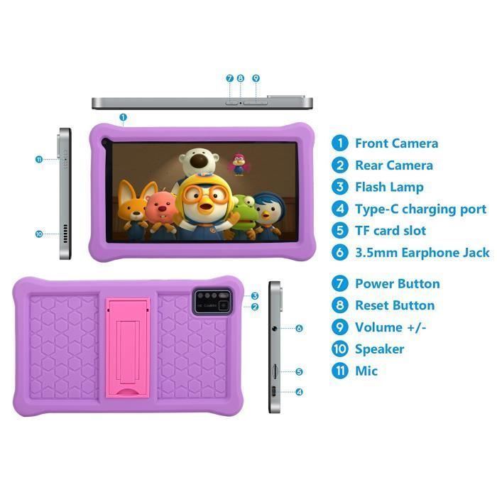 Tablette Enfants 7 Pouces,Android 11 Tablette,64GB ROM ,HD 1280 * 800 IPS Screen,Contrôle Parental,Google Playstore certifié